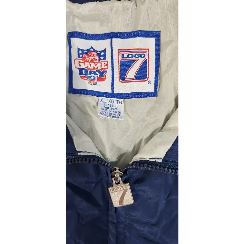 Vintage NFL Game Day Logo 7 Dallas Cowboys Puffer Coat Jacket Sz X Large Zip Up
